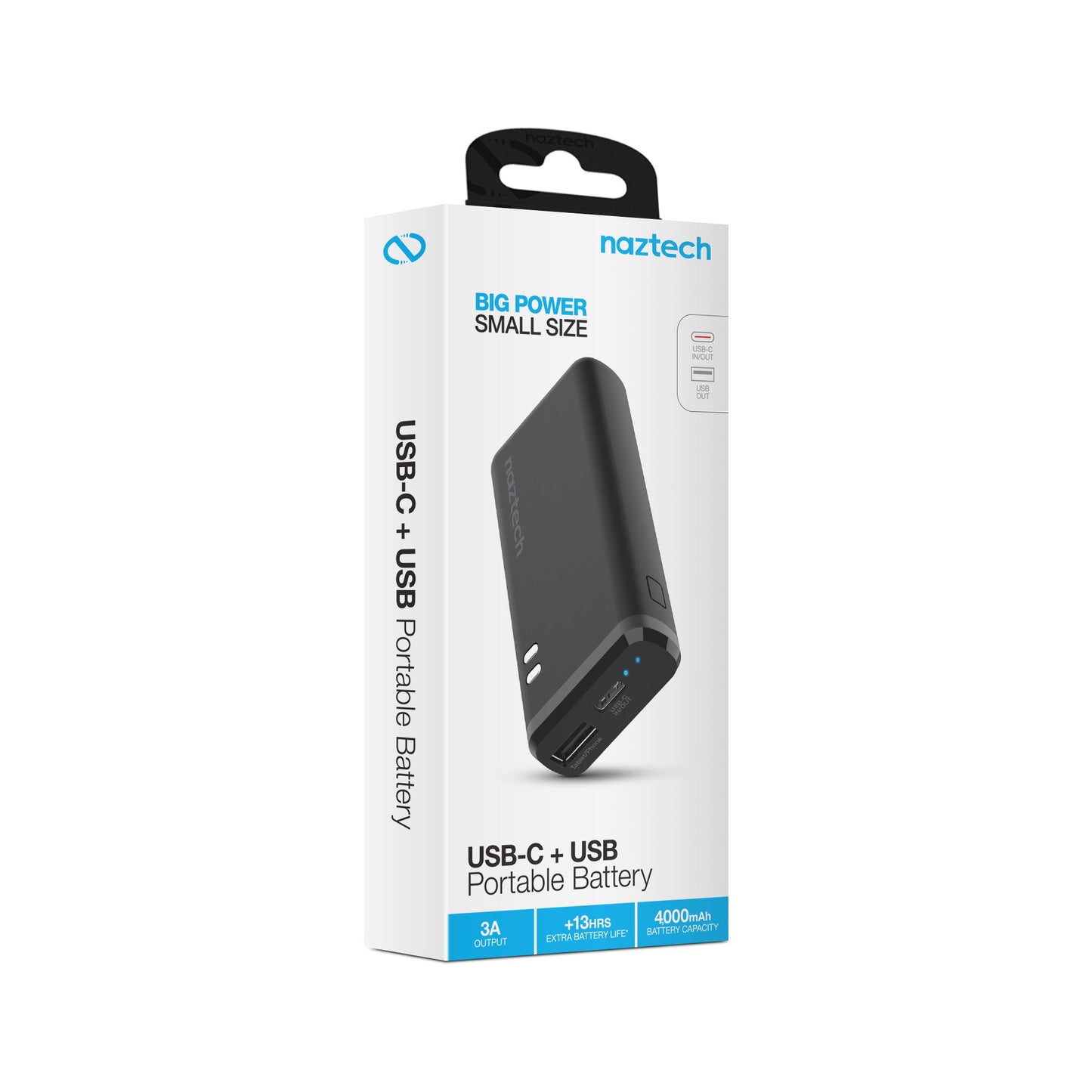 Naztech 4000mAh – Batterie Externe USB-C + USB